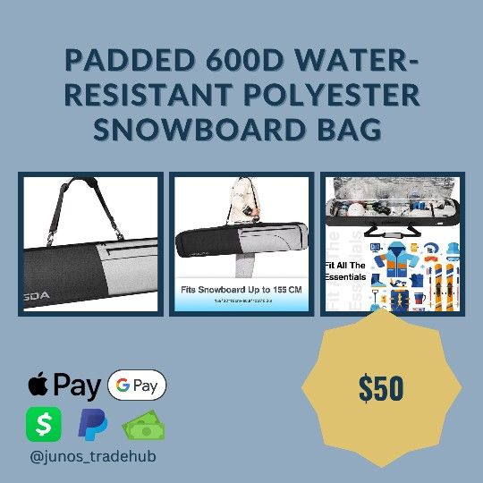 Padded 600D Water-Resistant Polyester Snowboard Bag