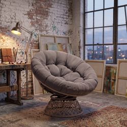Papasan Outdoor & Indoor Chair - Brown Frame and Light Gray ( Smoky) Cushion