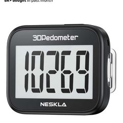 3D Pedometer for Walking, Simple Step Counter with Large Digital Display, Step Tracker with Removable Clip Lanyard, Accurately Track Steps for Men Wom