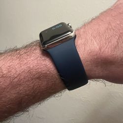 Apple Watch iWatch  38mm With Brand New OEM Abyss Blue Sports Band Installed Plus Rose Pink