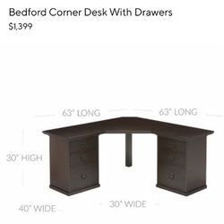 Corner desk Solid Wood Pottery Barn 