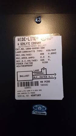 1000 watt 480v ballast