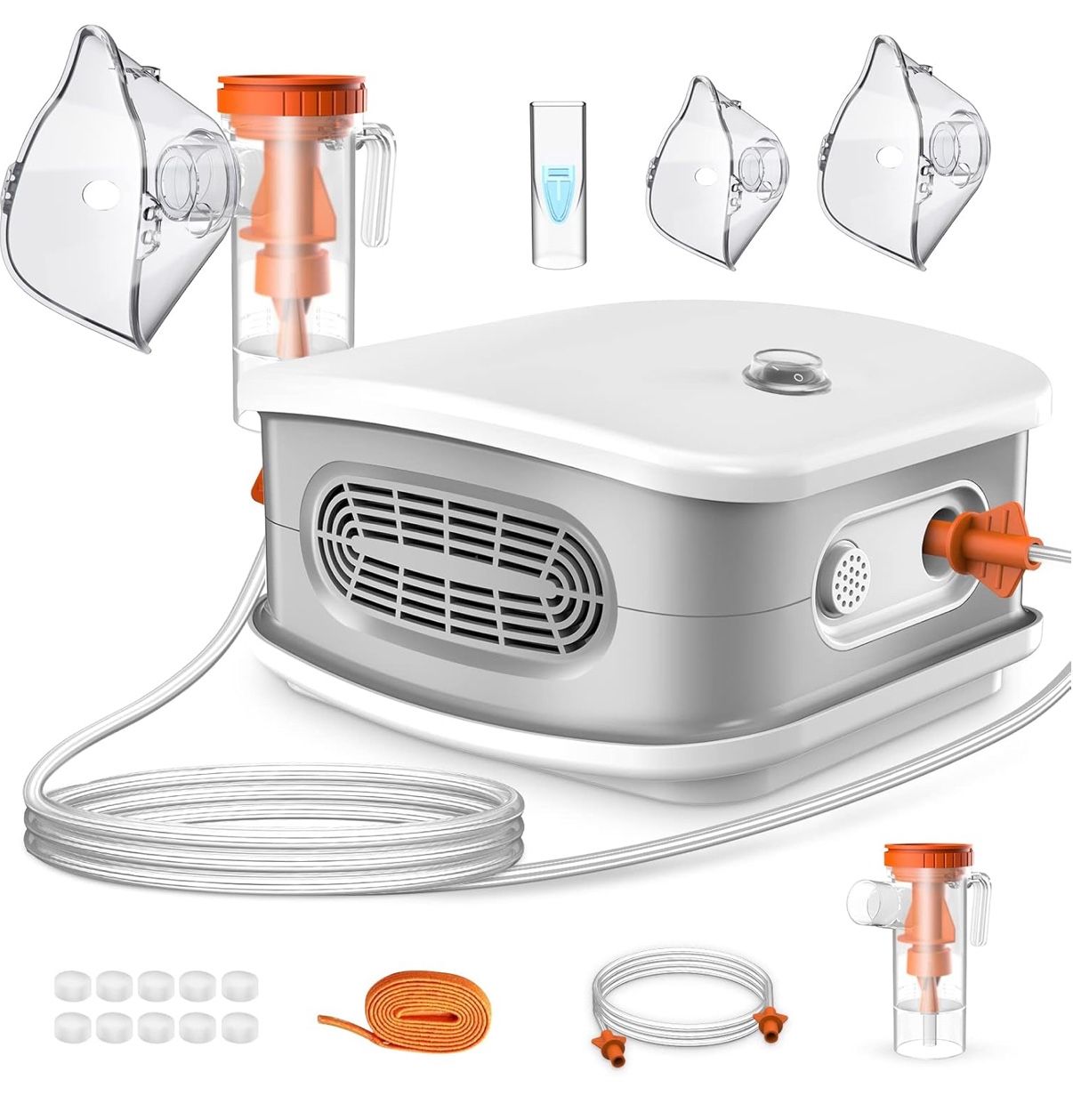 Portable Nebulizer, Nebulizer Machine for Adults and Kids, Compressor Nebulizer with 2 Masks & Mouthpiece, Low Noise Nebulizer for Breathing Comfort,