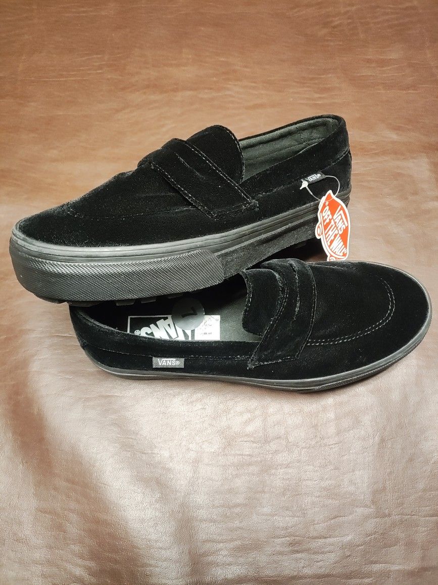 VANS Black Velvet Slip on Loafers