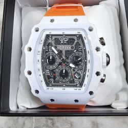 New Activa Invicta Fury X Men's Watch w/Skeleton Dial 44.3mm Orange NWT Water Resistant 