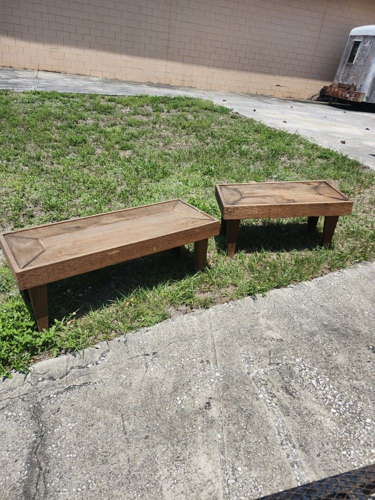 Pair Of Solid Wood Tables