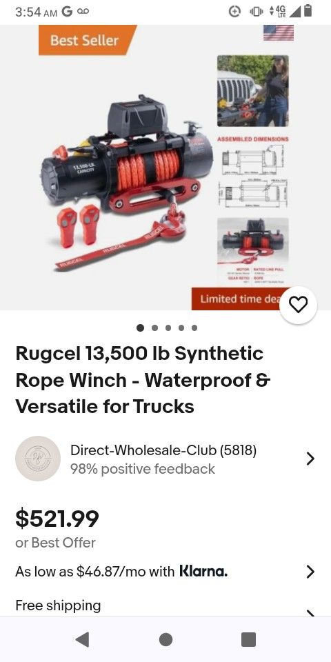 rugcel 13500 winch