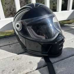 Large Biltwell Lane Splitter Helmet With Cardo Spirit Coms