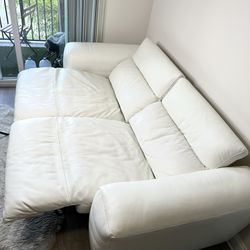 White Leather Loveseat Recliner 