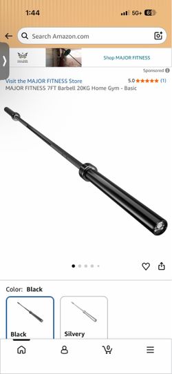 New Major Fitness 7ft Olympic 20kg Gym Barbell - Black