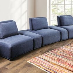 Brand New Blue Chenille Modular Sofa Set