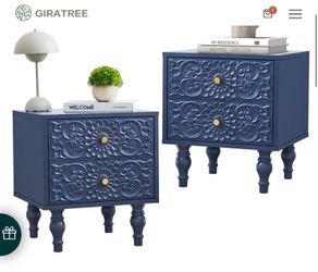 ElegantNavy blue nightstand set