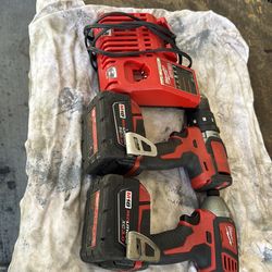 Milwaukee hammer drill impact drill charger and do good size batteries they all work good