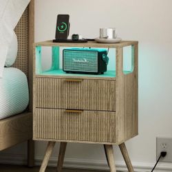 Leomonio Nightstand with Charging Station + Mystery Gift 🎁