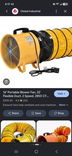 16" Portable Blower Fan with Flexible Duct