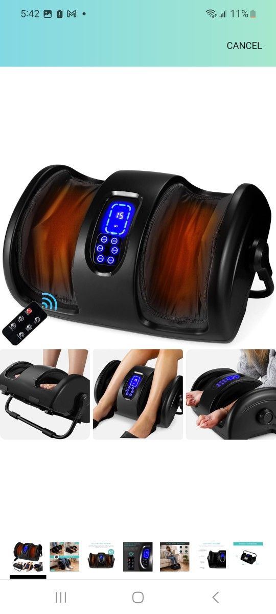 Best Choice Products Heated Shiatsu Foot Massager for Pain Relief, Plantar Fasciitis, Neuropathy, Blood Circulation w/Compact Design - Satin Black