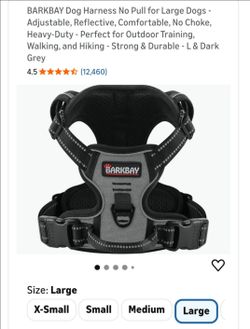 BARKBAY No Pull Dog Harness Large Dark Grey Adjustable Reflective
