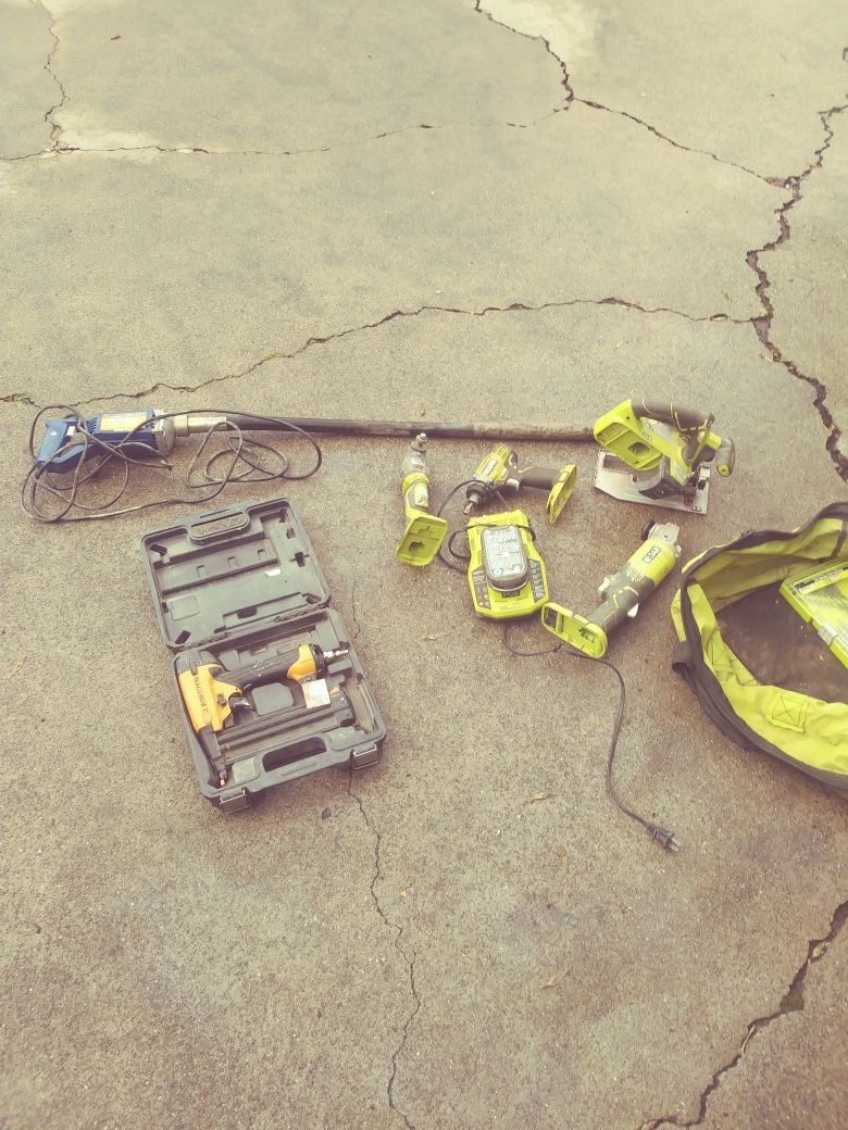 Ryobi misc cordless tools bostitch finishnailer 3/4 concrete vibrator