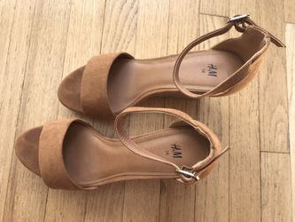 H&M Camel Suede Wedges, Size 38