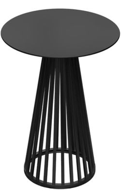 Black Round Side Table with Cage Base