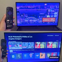 (2) Onn 40in FHD LED Roku Smart TV with remote controller, price listed is EACH