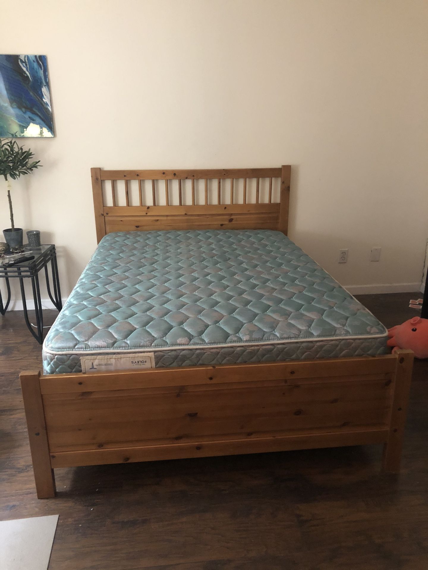 Full mattress, box spring, and bed frame