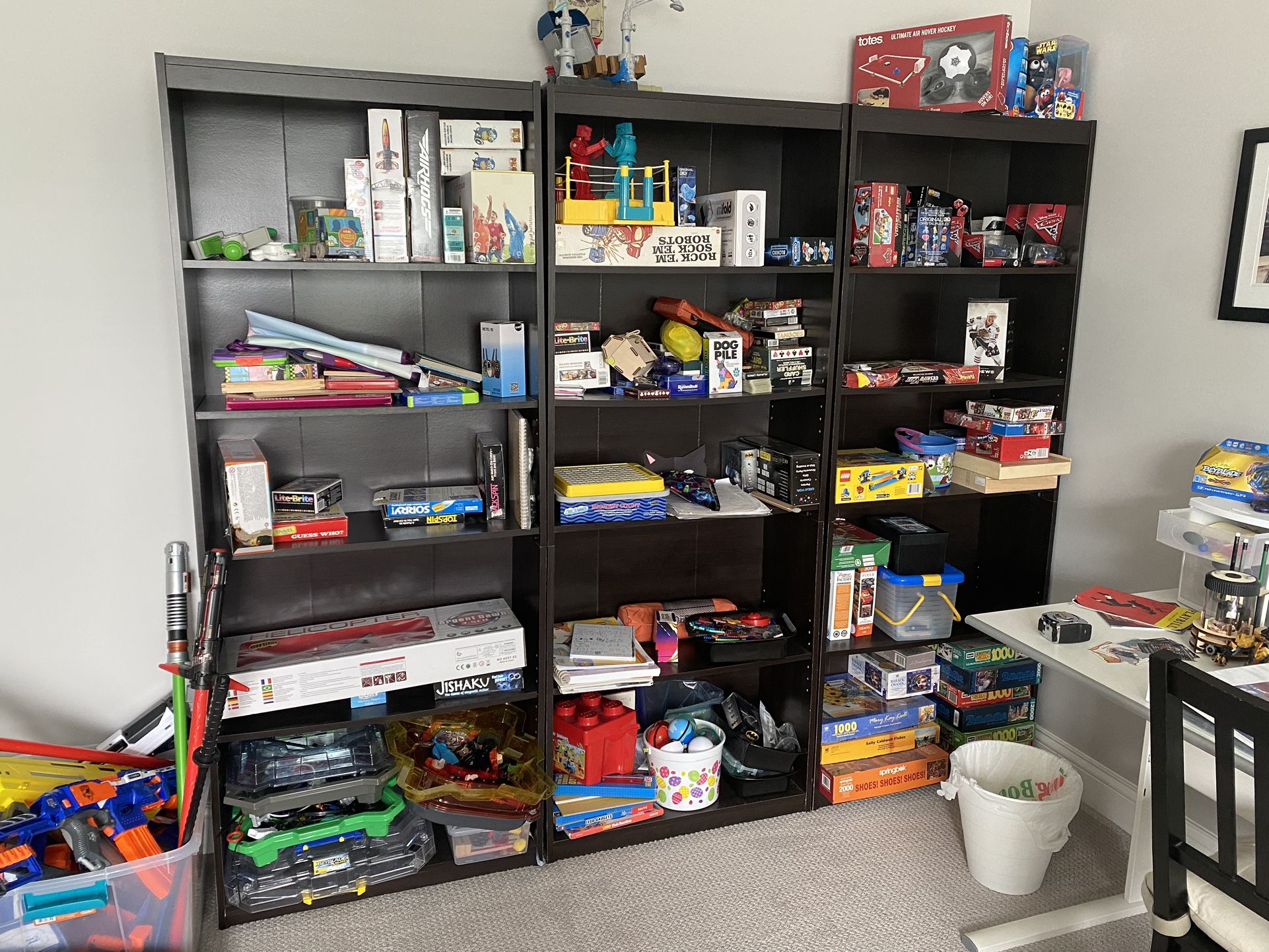 3 Dark Brown Bookshelves