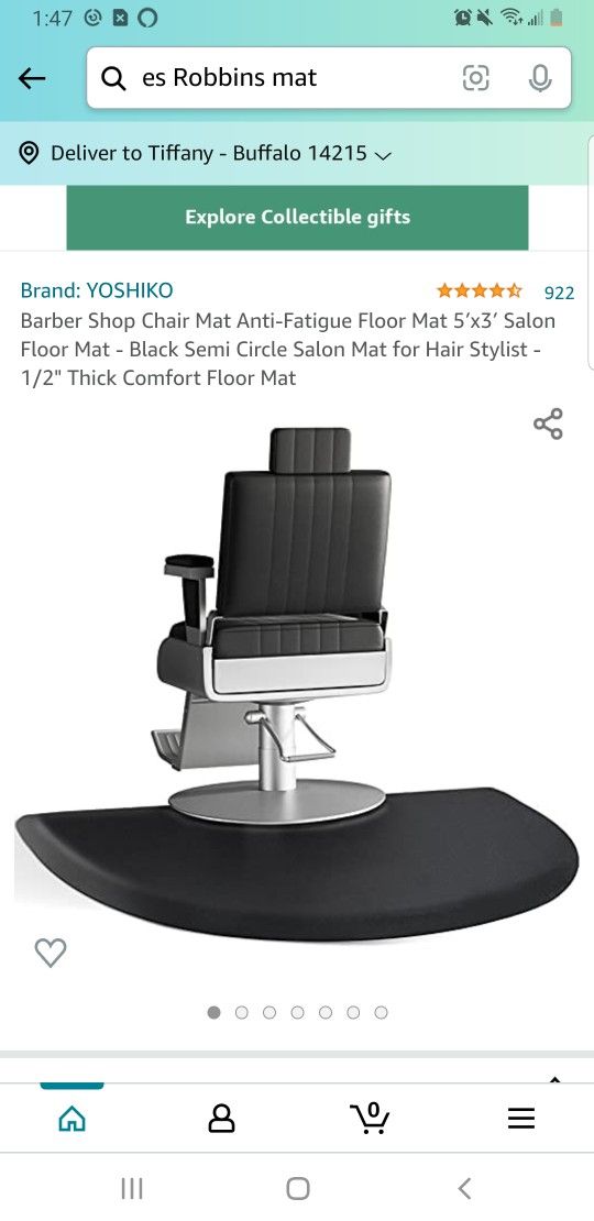 Barber Shop Chair Mat Anti-Fatigue Floor Mat 5′x3′ Salon Floor Mat - Black Semi Circle Salon Mat for Hair Stylist - 1/2" Thick Comfort Floor Mat

