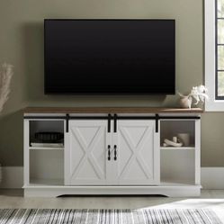 Sliding barn door tv stand console entertainment center up to 65” tvs - NEW