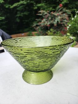 Green Glass Server with Stand
