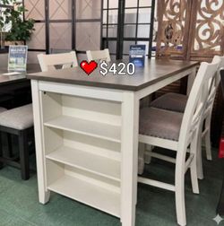 Stylish 5-Pc White & Gray Counter Height Dining Set