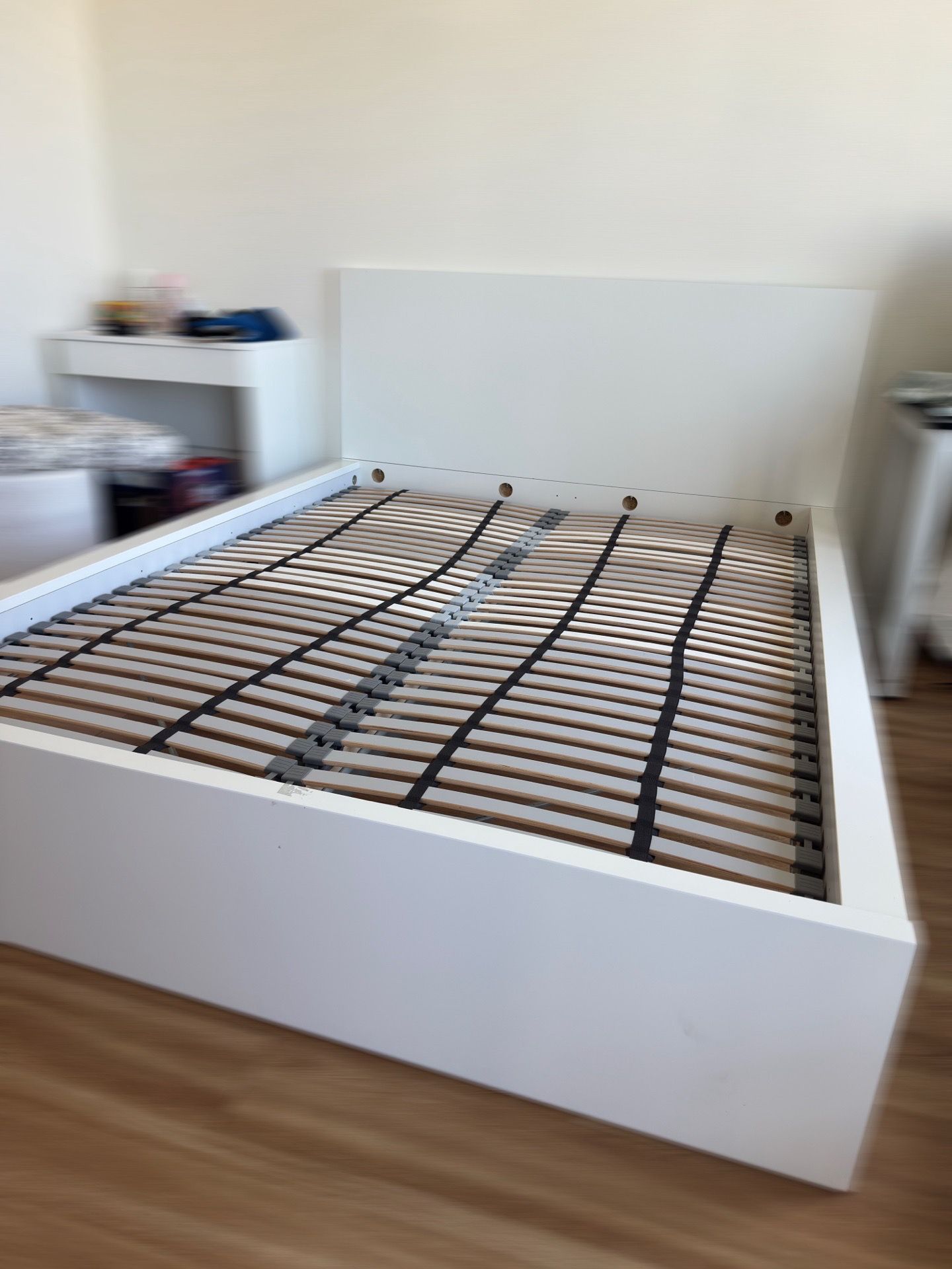 Ikea MALM bed frame set, queen, 3 drawers, and lonset slats