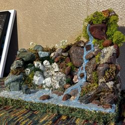 Natural Jasper/quartz Waterfall Nature Scene Handmade