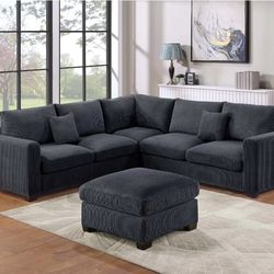 BRAND NEW 4PC SECTIONAL SOFA SET WITH OTTOMAN AND ACCENT PILOWS INCLUDED $569