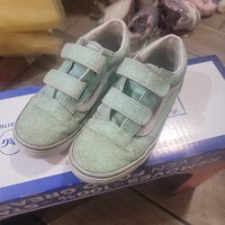 Green Velcro Vans Size 1 Youth