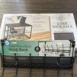 3 Tier Shoe Shelf & Over The Door Hook Rack