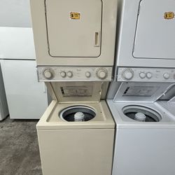 WHIRLPOOL 24” BEIGE WASHER AND DRYER STACKABLE 