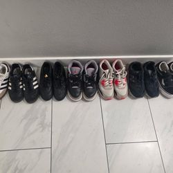 7 Pairs Of Boys Youth Sizes 2 To 4 Adidas, Nike , Jordan And Vans 
