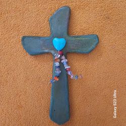 Handmade Decorative Wall Cross with Gemstone Beads
