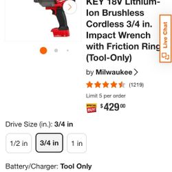 3/4 In High Torque Impact Wrench 