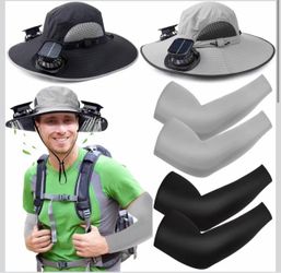 Glitopper 2 Set Solar Hat with 2 Fans and Arm Sleeves