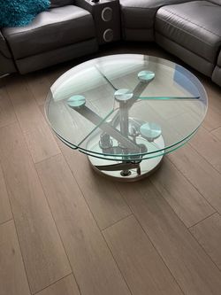 Round Glass Coffee Table with Chrome Base