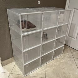 New In Box 12 X Size XL Large Shoe Storage Stackable Organizer 14x11x8.5 Inch Tall Each Fits US Men 14 Biggest 