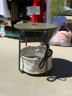 Olive Green end table with power