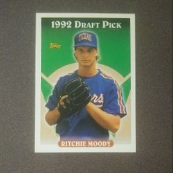 1993 Topps Ritchie Moody Texas Rangers #438 Draft Pick 1992 Rookie RC Baseball Card Vintage Collectible Trading Sports MLB Professional Pro 