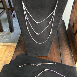 Satya Sterling Silver and Amethyst jewelry set