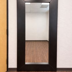 Large Standing Black Wood Framed Mirror