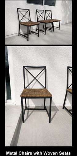 Metal Chairs with Woven Seats (Set or Individual)