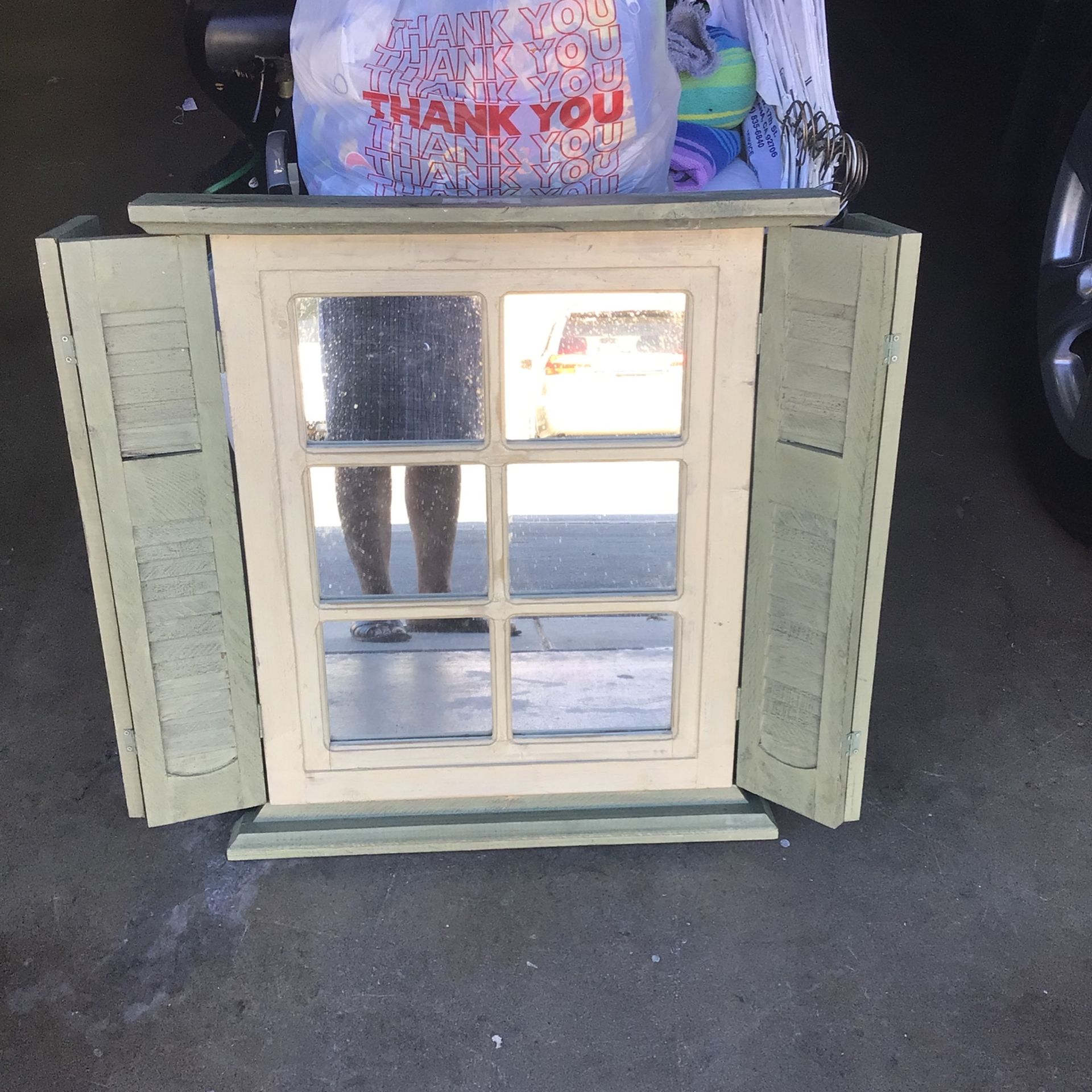 Vintage Wood Window     Hiding  Mirror   From Home Interiors 