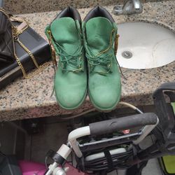 Green Timberland Boots Size 12